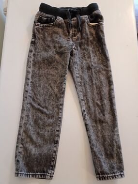 GAP Boys's Black & Grey Acid-Wash Slim Straight Jeans